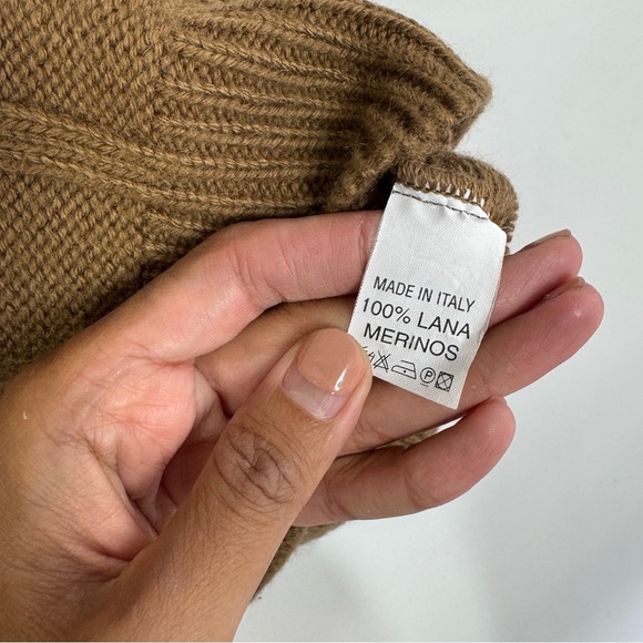 Madison Avenue New York Camel Brown Merino Wool Sweater Made in Italy - Picture 7 of 12
